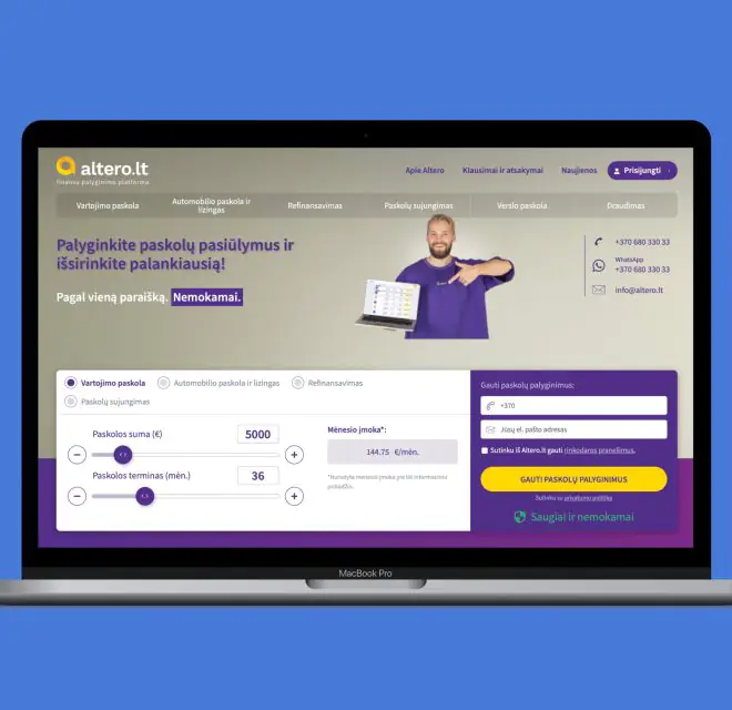 <b>Google Ads reklāma</b> uzņēmumam Altero.lt (finanšu salīdzināšanas platforma)